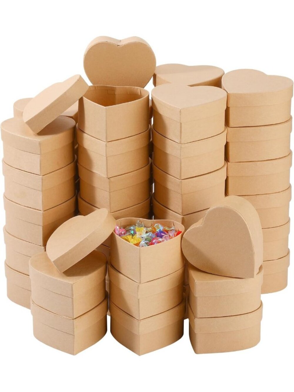 24 Pcs Heart Shaped Paper Mache Boxes with Lids - Craft, Decor, Gift Packaging